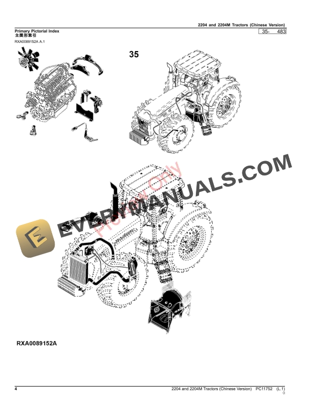 John Deere 2204 and 2204M Tractors (Chinese Version) Parts Catalog PC11752 03SEP23 5 John Deere 2204 and 2204M Tractors Chinese Version Parts Catalog PC11752 03SEP23 4