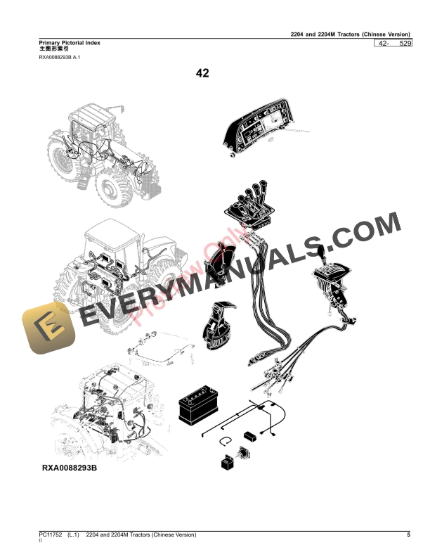John Deere 2204 and 2204M Tractors (Chinese Version) Parts Catalog PC11752 03SEP23 6 John Deere 2204 and 2204M Tractors Chinese Version Parts Catalog PC11752 03SEP23 5