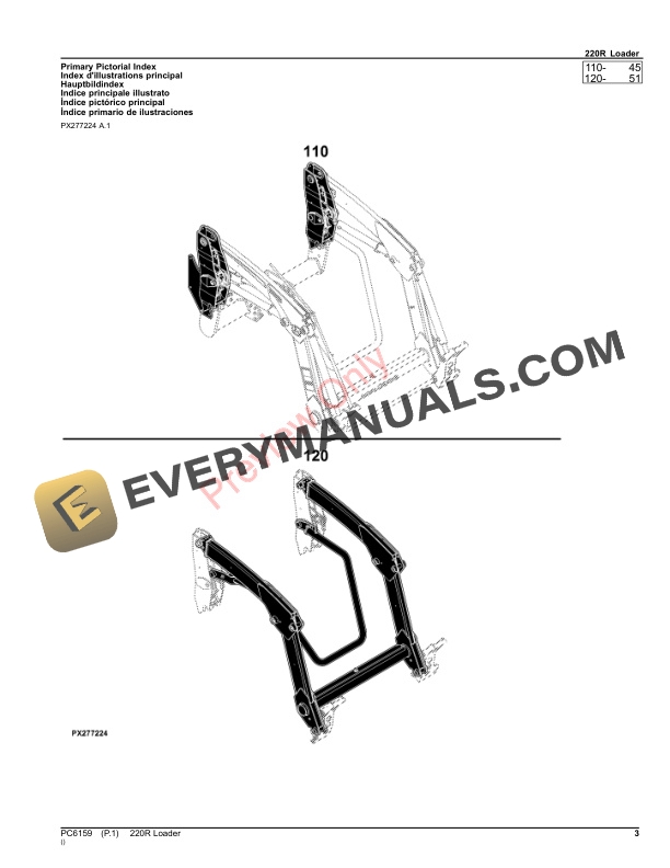 John Deere 220R Loader Parts Catalog PC6159 10JUN23-3