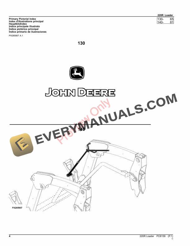 John Deere 220R Loader Parts Catalog PC6159 10JUN23-4
