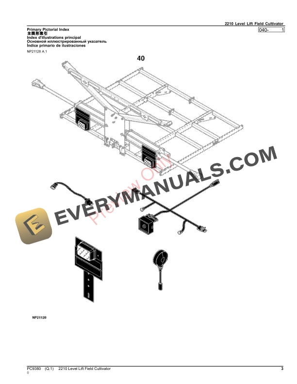 John Deere 2210 Level Lift Field Cultivator Parts Catalog PC9380 06JUN23-3