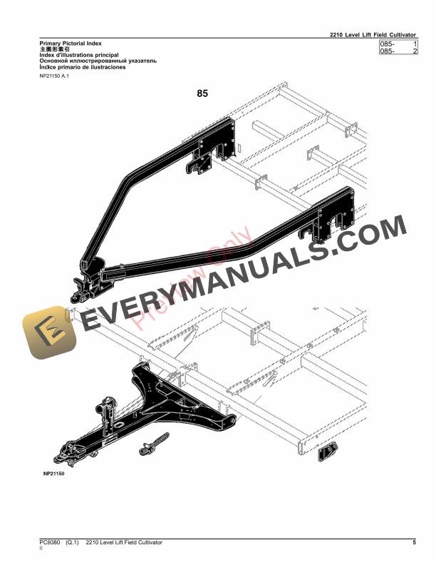 John Deere 2210 Level Lift Field Cultivator Parts Catalog PC9380 06JUN23-5