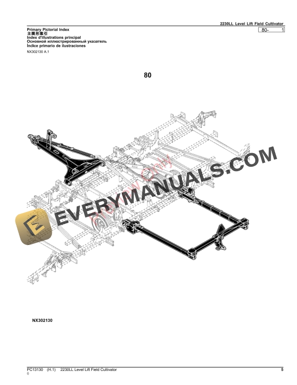 John Deere 2230LL Level Lift Field Cultivator Parts Catalog PC13130 02NOV23-5