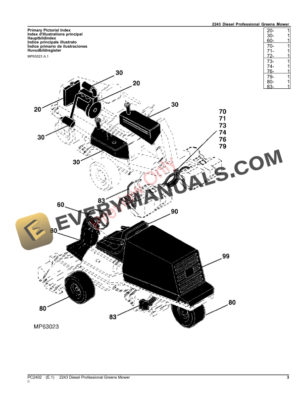 John Deere 2243 DIESEL PROFESSIONAL GREENS MOWER Parts Catalog PC2402 16JUL23-3