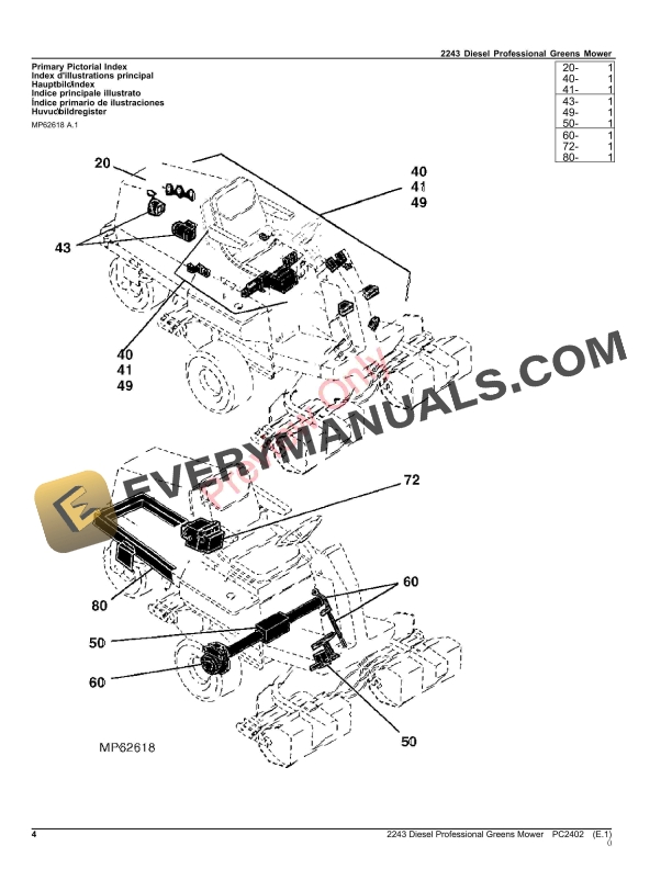 John Deere 2243 DIESEL PROFESSIONAL GREENS MOWER Parts Catalog PC2402 16JUL23-4