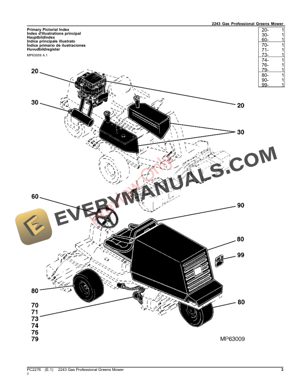 John Deere 2243 Gas Professional Greens Mower Parts Catalog PC2276 16JUL23-3