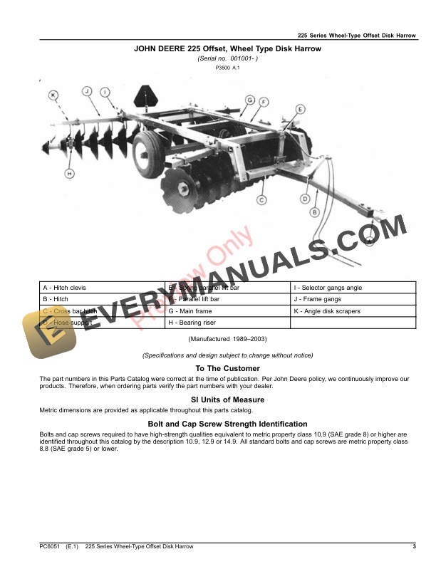 John Deere 225 Series Wheel-Type Offset Disk Harrows Parts Catalog PC6051 14SEP20 4 John Deere 225 Series Wheel-Type Offset Disk Harrows Parts Catalog PC6051 14SEP20-3