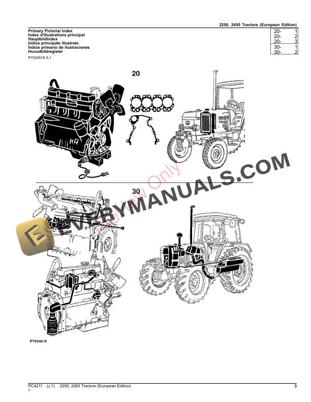 John Deere 2250, 2450 Tractors Parts Catalog PC4211 03AUG23-3