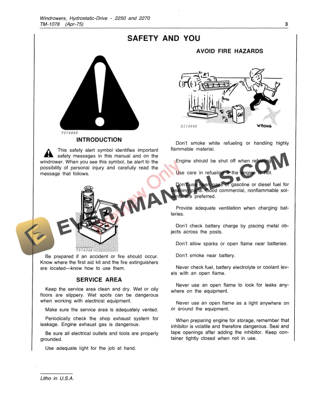 John Deere 2250 and 2270 Windrowers Technical Manual TM1078 01APR75 5