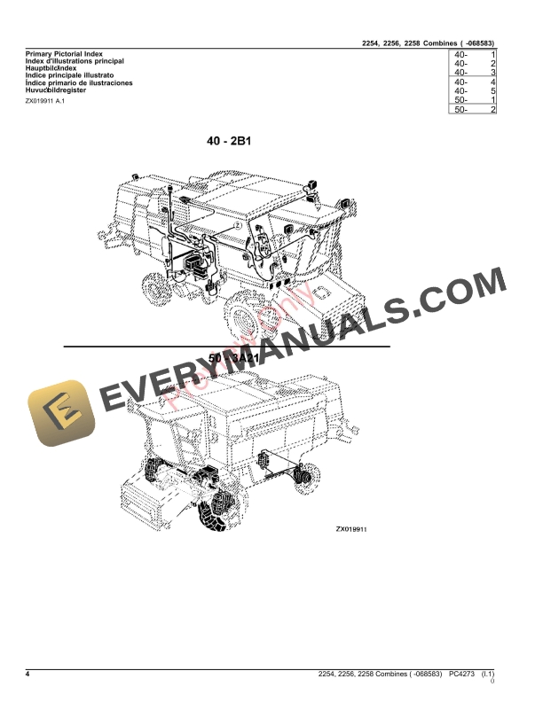 John Deere 2254, 2256, 2258 Combines ( -068583) Parts Catalog PC4273 14SEP23 5 John Deere 2254, 2256, 2258 Combines ( -068583) Parts Catalog PC4273 14SEP23-4