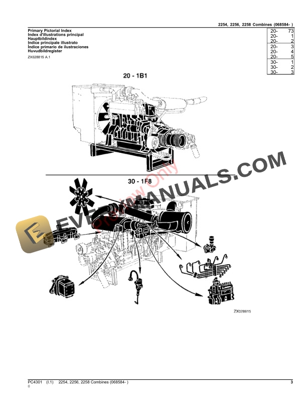 John Deere 2254, 2256, 2258 Combines (068584- ) Parts Catalog PC4301 06OCT23-3