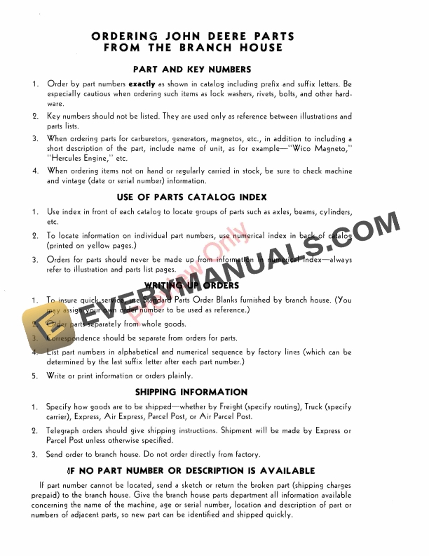 John Deere 226 Two Row Push Corn Picker Parts Catalog PC123 01DEC52-4