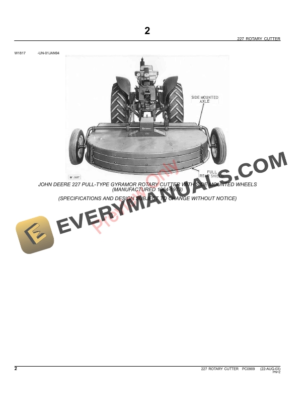 John Deere 227 Rotary Cutter Parts Catalog PC0909 31MAY11 4