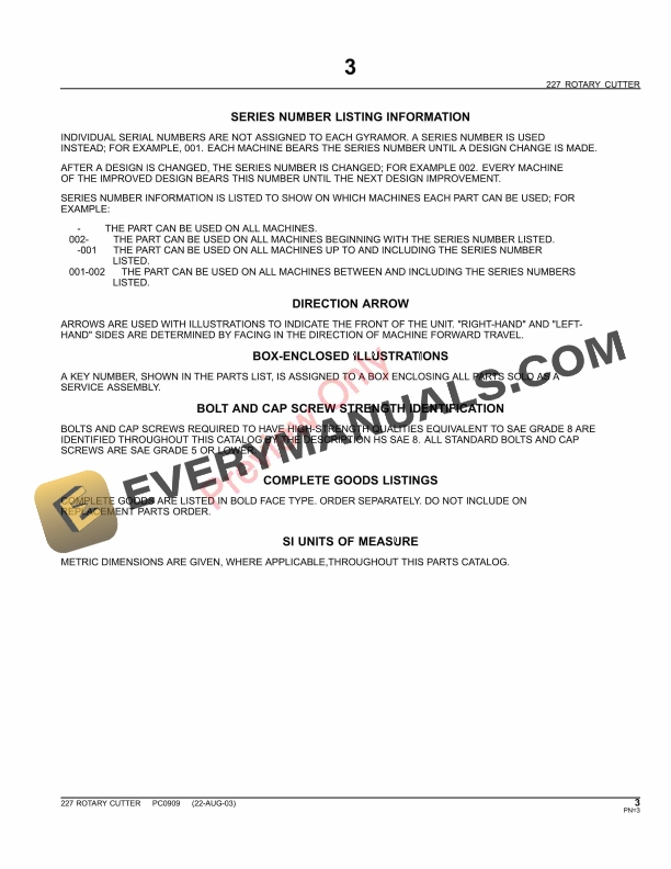 John Deere 227 Rotary Cutter Parts Catalog PC0909 31MAY11 5