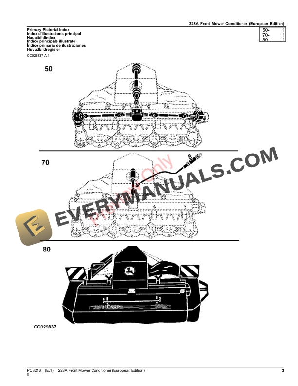 John Deere 228A Front Mower Conditioner Parts Catalog PC3216 20SEP21-3