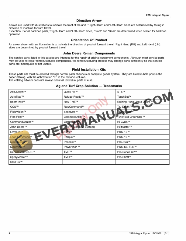 John Deere 22B Integral Ripper Parts Catalog PC1962 06AUG23-4
