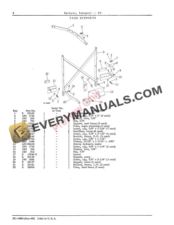 John Deere 23 Integral Sprayer Parts Catalog PC1060 01DEC68 4