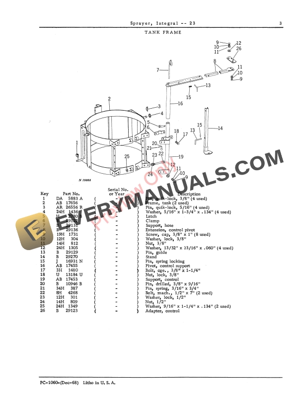 John Deere 23 Integral Sprayer Parts Catalog PC1060 01DEC68 5