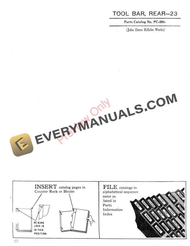 John Deere 23 Rear Tool Bar Parts Catalog PC590 01JUN59-1