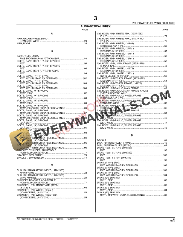 John Deere 230 Power-Flex Wing-Fold Disk Parts Catalog PC1393 13MAY11-5