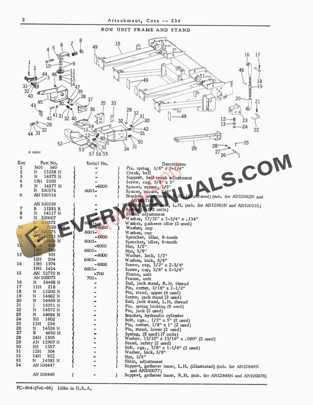 John Deere 234 Corn Attachment Parts Catalog PC904 01FEB68-4