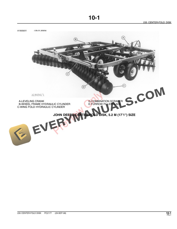 John Deere 235 Center-Fold Disk Parts Catalog PC2177 31MAY11-3