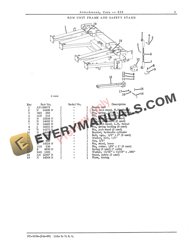 John Deere 235 Corn Attachment Parts Catalog PC1054 01JAN69 6 John Deere 235 Corn Attachment Parts Catalog PC1054 01JAN69 5