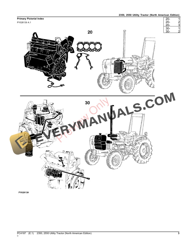 John Deere 2350, 2550 Utility Tractors Parts Catalog PC4187 01AUG23-3