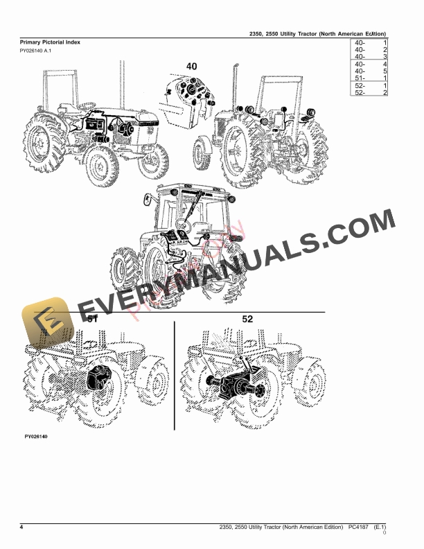 John Deere 2350, 2550 Utility Tractors Parts Catalog PC4187 01AUG23-4
