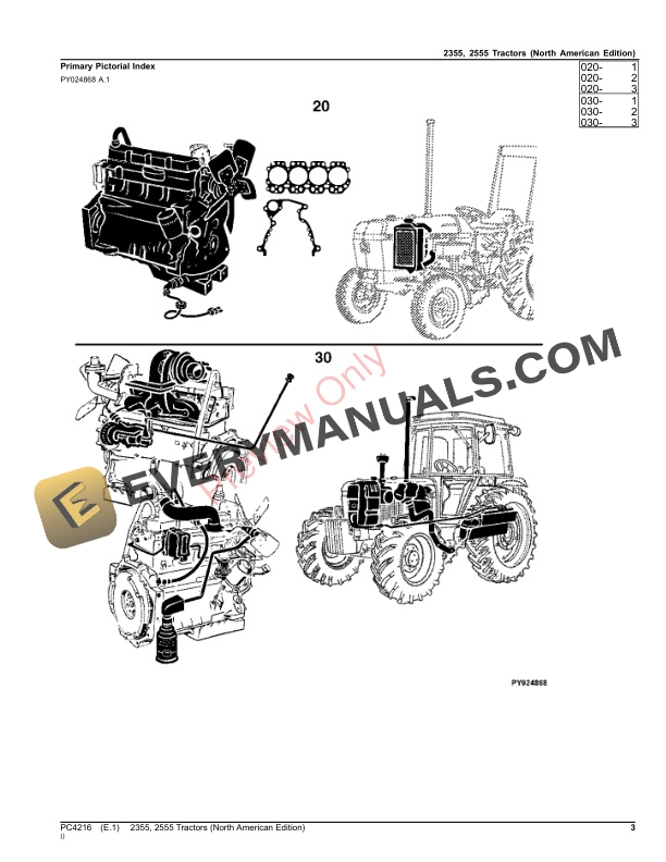 John Deere 2355, 2555 Tractors Parts Catalog PC4216 08AUG23-3