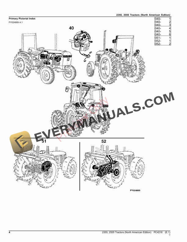 John Deere 2355, 2555 Tractors Parts Catalog PC4216 08AUG23-4