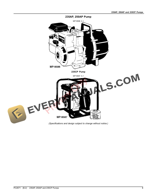 John Deere 235AP, 250AP AND 235CP PUMPS Parts Catalog PC2671 09DEC22-3