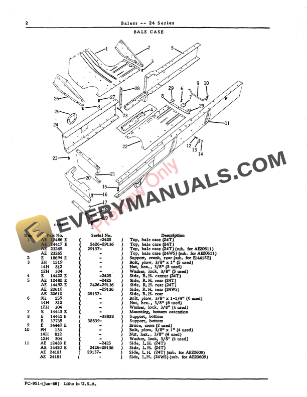 John Deere 24 Series Balers Parts Catalog PC951 01JUN68-4