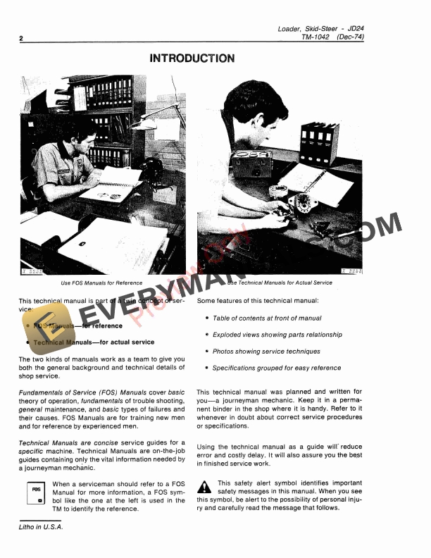 John Deere 24 Skid Steer Loader Technical Manual TM1042 01DEC74 4
