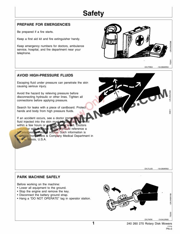 John Deere 240 260 and 270 Rotary Disk Mowers Technical Manual TM1367 02NOV95 5