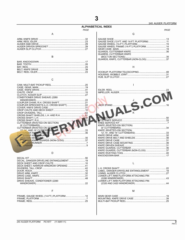John Deere 240 Auger Platform Parts Catalog PC1877 11MAY11-5