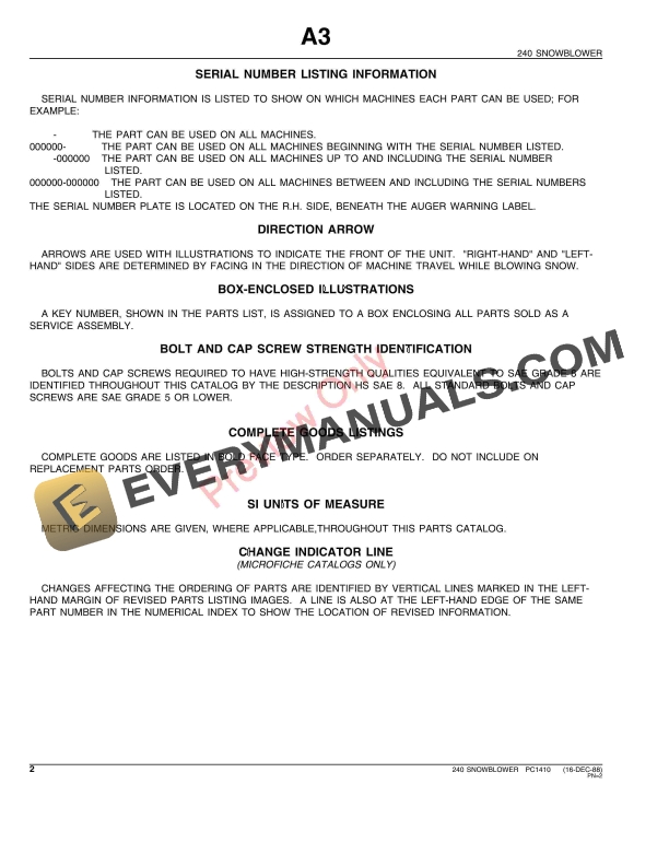 John Deere 240 Rotary Snow Plow Parts Catalog PC1410 02JUN11-4