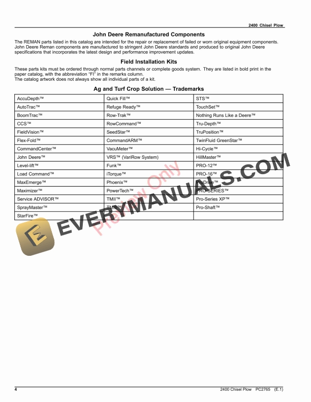 John Deere 2400 Chisel Plow Parts Catalog PC2765 06JUN23-4