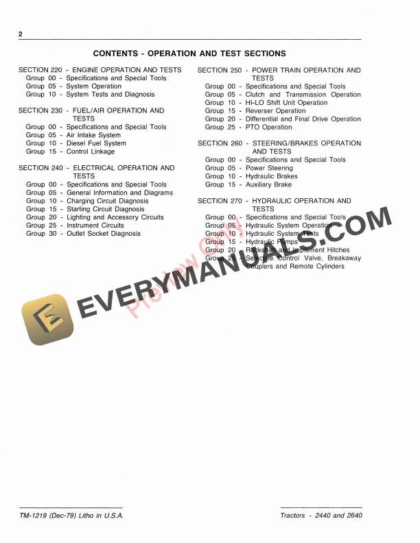 John Deere 2440 and 2640 Tractors Technical Manual TM1219 01DEC79 4