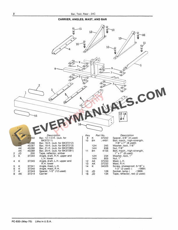John Deere 24C Rear Toolbar Parts Catalog PC930 01MAY70-4