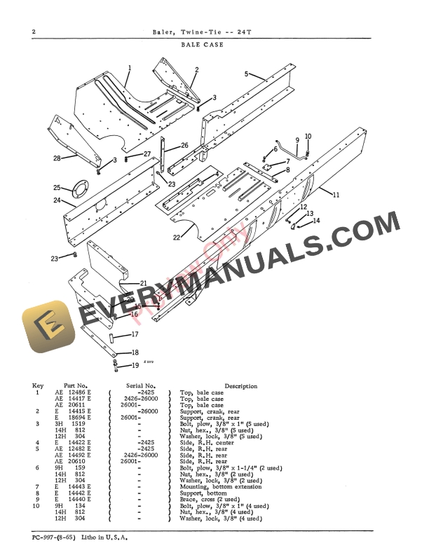 John Deere 24T Twine-Tie Baler Parts Catalog PC997 01AUG67-4