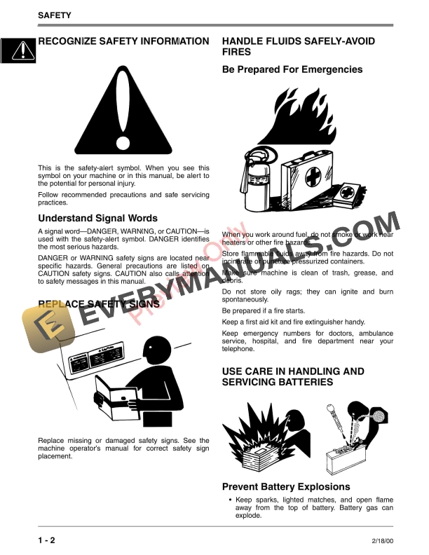 John Deere 250G 440G 550GE G2500K G4400K G5500K and G5500KE Portable Generators Technical Manual TM1791 18FEB00 4