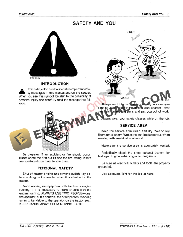 John Deere 251 1550 Powr Till Seeder Technical Manual TM1201 01APR83 5