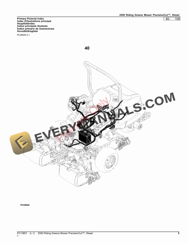 John Deere 2550 Riding Greens Mower PrecisionCut, Diesel Parts Catalog PC13601 19OCT23-5