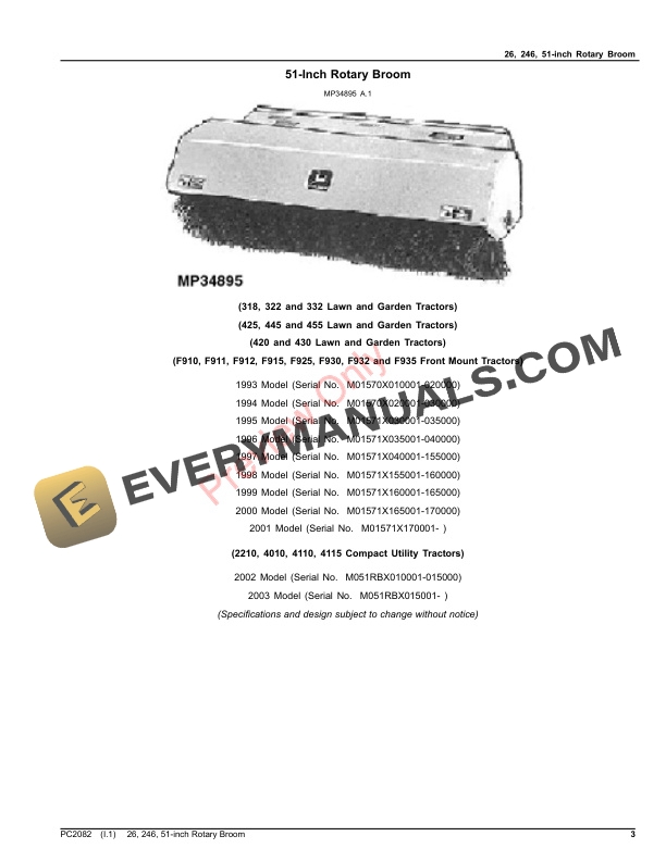 John Deere 26, 246, 51-Inch Rotary Broom Parts Catalog PC2082 05MAY23-3