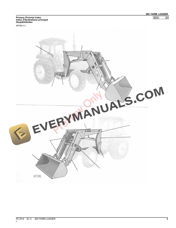 John Deere 260 FARM LOADER Parts Catalog PC1814 06APR18-3