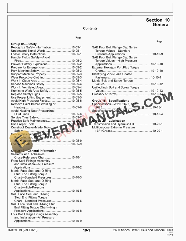 John Deere 2600 Series Offset Disks and Tandem Disks Technical Manual TM129819 23FEB23 7 John Deere 2600 Series Offset Disks and Tandem Disks Technical Manual TM129819 23FEB23 5