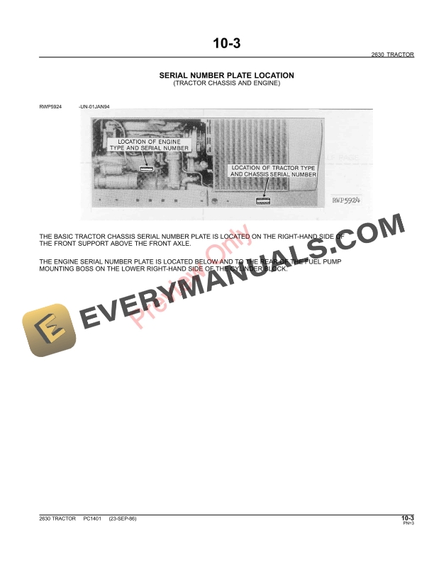 John Deere 2630 Tractor Parts Catalog PC1401 11MAY11-5