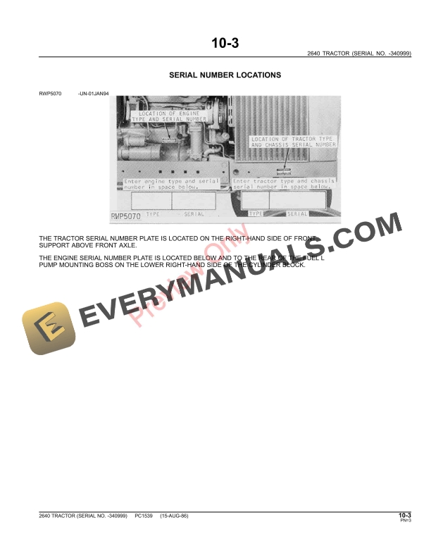 John Deere 2640 Utility Tractor Parts Catalog PC1539 11MAY11-5