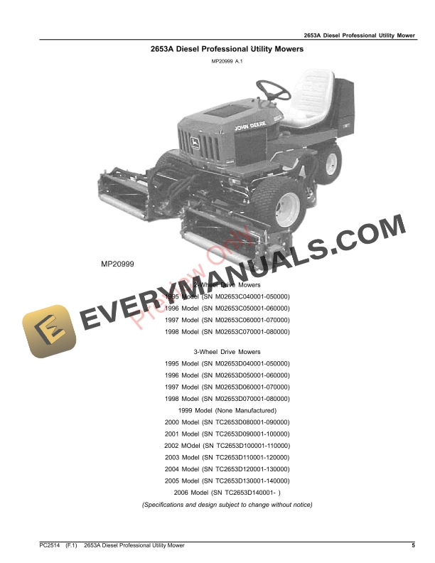 John Deere 2653A Diesel Professional Utility Mower Parts Catalog PC2514 19OCT23-5